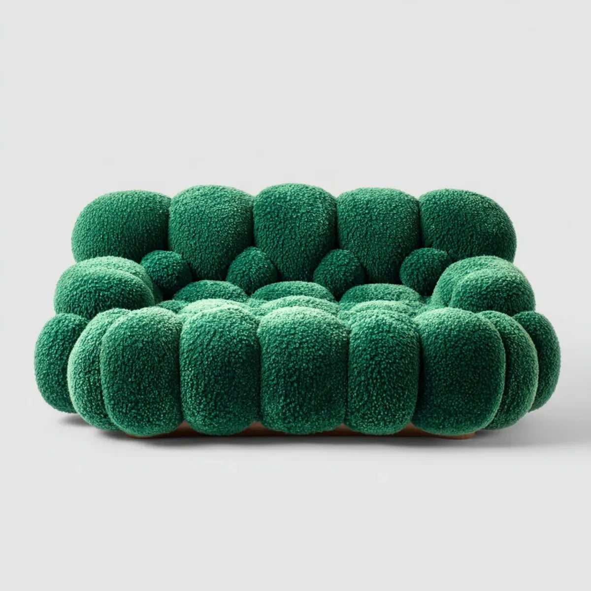 Canapé 3 places vert émeraude 230 x 105 x 75 cm en polyester bouclé forme arrondie