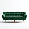 Canapé droit 3 places vert émeraude 210 x 88 x 85 cm en velours de polyester avec pieds en hévéa massif