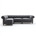 Canapé d’angle Chesterfield 3 places gris anthracite en velours polyester avec méridienne gauche 285 x 160 x 75 cm