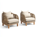Lot de 2 fauteuils lounge de jardin beige 75 x 75 x 75 cm en rotin PE forme arrondie