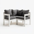 Ensemble de 2 fauteuils de jardin d'angle blanc et gris en pin massif avec coussins 136 x 68 x 70 cm