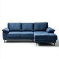 Canapé d’angle droit 4 places bleu marine 250 x 160 x 85 cm en polyester forme L