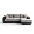 Canapé d'angle droit 4 places gris et noir 260 x 160 x 85 cm en polyester et cuir synthétique PU