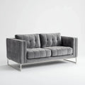 Canapé 2 places gris en polyester aspect velours avec pieds en acier chromé 180 x 90 x 78 cm
