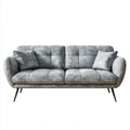 Canapé droit 3 places gris 210 x 90 x 85 cm en velours de polyester avec pieds en acier